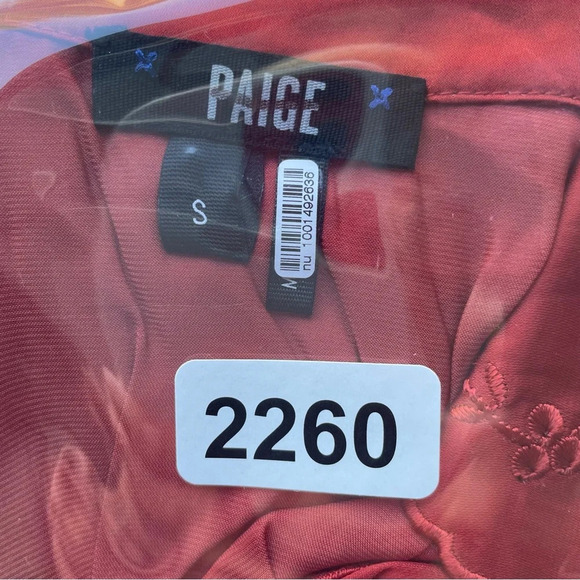 Paige parisa rust color red embroidered satin wrap dress 22260 - Picture 13 of 13